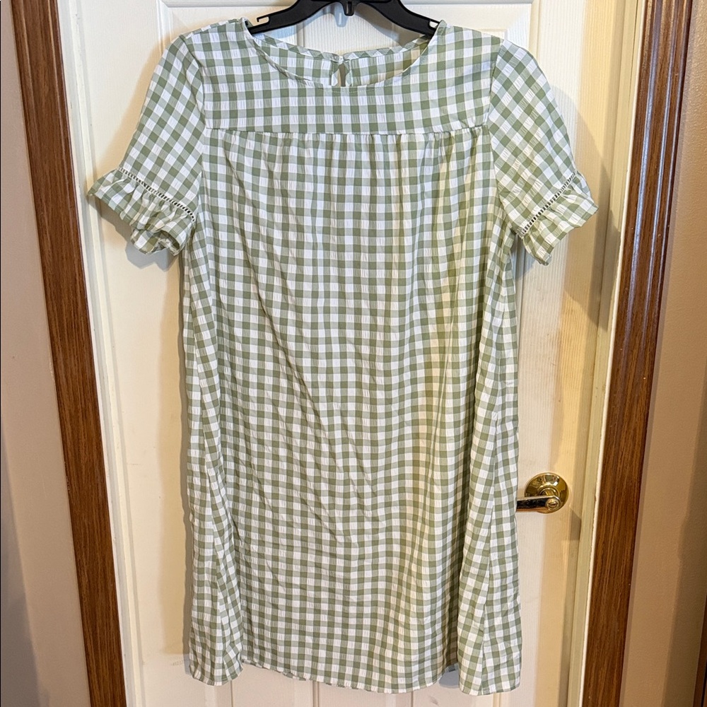 SHEIN Olive Checkered Mini Dress